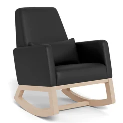Joya Rocking Chair - Black Leather / Natural Wood