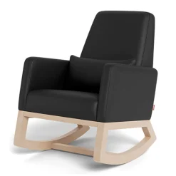Joya Rocking Chair - Black Leather / Natural Wood