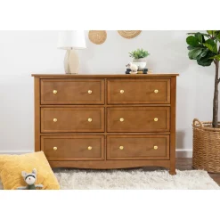 Kalani 6-Drawer Double Wide Dresser - Chestnut Finish
