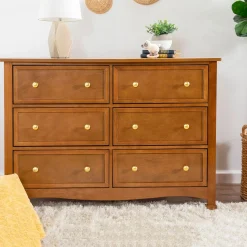 Kalani 6-Drawer Double Wide Dresser - Chestnut Finish
