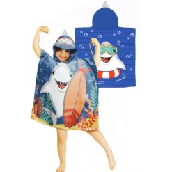 Kid Hooded Towel - Surfer Shark