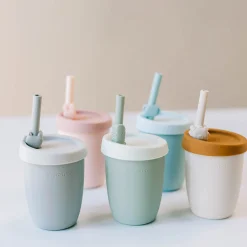 Kids Silicone Cup with Straw - Elephant