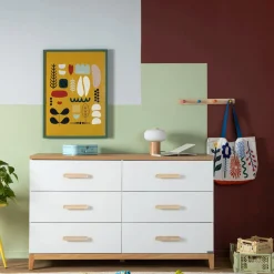 LaLa Big 6-drawer Dresser - White/Natural