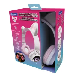 Lexibook - 2 in 1 Bluetooth® and Wired Headphones with lights - Cat Ear