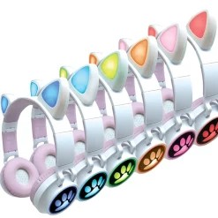 Lexibook - 2 in 1 Bluetooth® and Wired Headphones with lights - Cat Ear