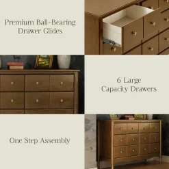 Liberty 6-Drawer Assembled Dresser - Natural Walnut