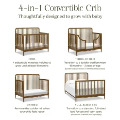 Liberty 4-in-1 Convertible Spindle Crib - Natural Hazelnut