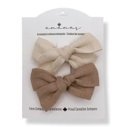 Linen Bow Clips (2)