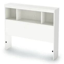 Litchi Twin Bookcase Headboard - Pure White