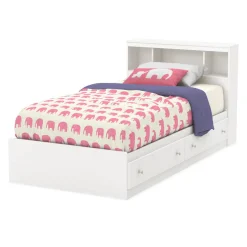 Litchi Twin Bookcase Headboard - Pure White