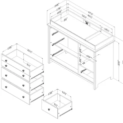 Little Smileys Changing Table with Station - Gray Oak