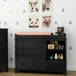 Little Smileys Changing Table with Station - Gray Oak