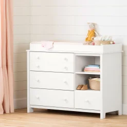 Little Smileys Changing Table with Station - Pure White