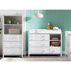 Little Smileys Changing Table with Station - Pure White