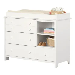 Little Smileys Changing Table with Station - Pure White