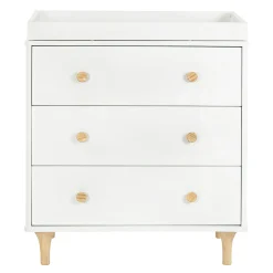 Lolly 3-Drawer Changer Dresser with Removable Changing Tray - White / Natural