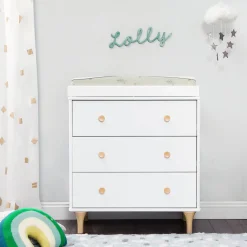 Lolly 3-Drawer Changer Dresser with Removable Changing Tray - White / Natural