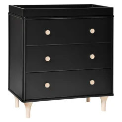 Lolly 3-Drawer Changer Dresser with Removable Changing Tray - Black / Washed Natural