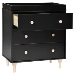 Lolly 3-Drawer Changer Dresser with Removable Changing Tray - Black / Washed Natural
