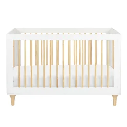 Lolly 3-in-1 Convertible Crib with Toddler Bed Conversion - White / Natural