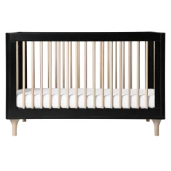 Lolly 3-in-1 Convertible Crib with Toddler Bed Conversion - Black / Washed Natural
