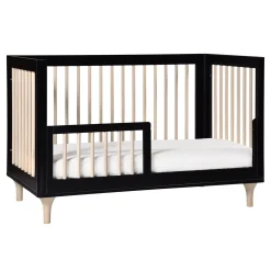 Lolly 3-in-1 Convertible Crib with Toddler Bed Conversion - Black / Washed Natural