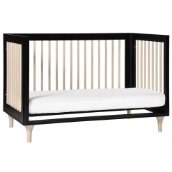 Lolly 3-in-1 Convertible Crib with Toddler Bed Conversion - Black / Washed Natural