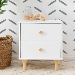 Lolly Nightstand with USB Port - White and Natural