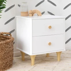 Lolly Nightstand with USB Port - White and Natural