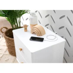 Lolly Nightstand with USB Port - White and Natural