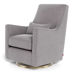 Luca Rocking and Swivel Chair - Pebble Grey / Gold