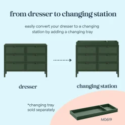 Margot 6 Drawers Dresser - Forest Green