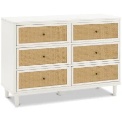 Marin with Cane 6 Drawer Assembled Dresser - Warm White and Honey Cane