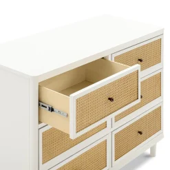 Marin with Cane 6 Drawer Assembled Dresser - Warm White and Honey Cane
