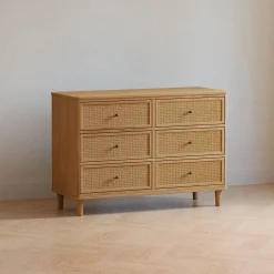 Marin with Cane 6 Drawer Assembled Dresser - Honey and Honey Cane