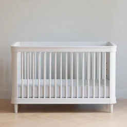 Marin with Cane 3-in-1 Convertible Crib - Warm White and Honey Cane