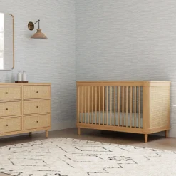 Marin with Cane 3-in-1 Convertible Crib - Honey and Honey Cane