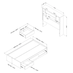 Mates Bed With Bookcase Headboard Set - Vito Pure White
