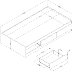 Mates Twin Bed with 3 drawers - Pure White