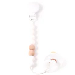 Maxi Wood Pacifier Clip - Pearl