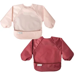 Mess-proof Full Sleeve Bib 2 Pack - Rose/ Burgundy