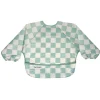 Mess-proof Full Sleeved Bib - Sage Checkers 6-24m