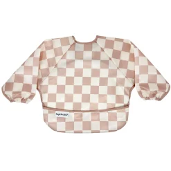 Mess-proof Full Sleeved Bib - Brown Checkers 6-24m