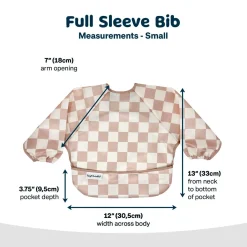 Mess-proof Full Sleeved Bib - Brown Checkers 6-24m