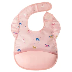 Mess-proof Silicone Pocket Bib Ruffle - Unicorn Confetti