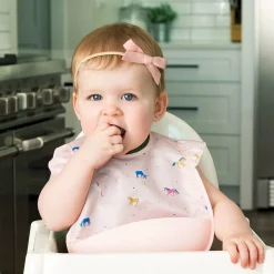 Mess-proof Silicone Pocket Bib Ruffle - Unicorn Confetti