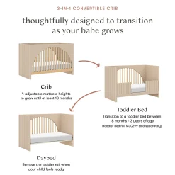 Moab 3-in-1 Convertible Crib - Taupe/Ash