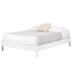 Munich Double Platform Bed on Legs - Pure White