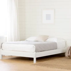 Munich Double Platform Bed on Legs - Pure White