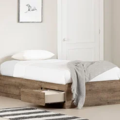 Munich Twin Mates Bed - Weathered Oak